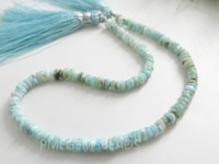 Pierre Larimar bleue lisse polie ronde faite à la main, pierre naturelle 100% certifiée par un tiers, pour la fabrication de colliers et bijoux