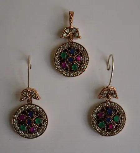 Set perhiasan Turki 925 perak murni perhiasan bagus set perhiasan perak produsen dan pemasok