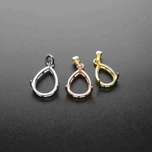 Connecteurs de fabrication de bijoux en argent sterling 925, forme poire, ouverts, à griffes, pour collier, HARI OM CREATIONS - Product Image 1