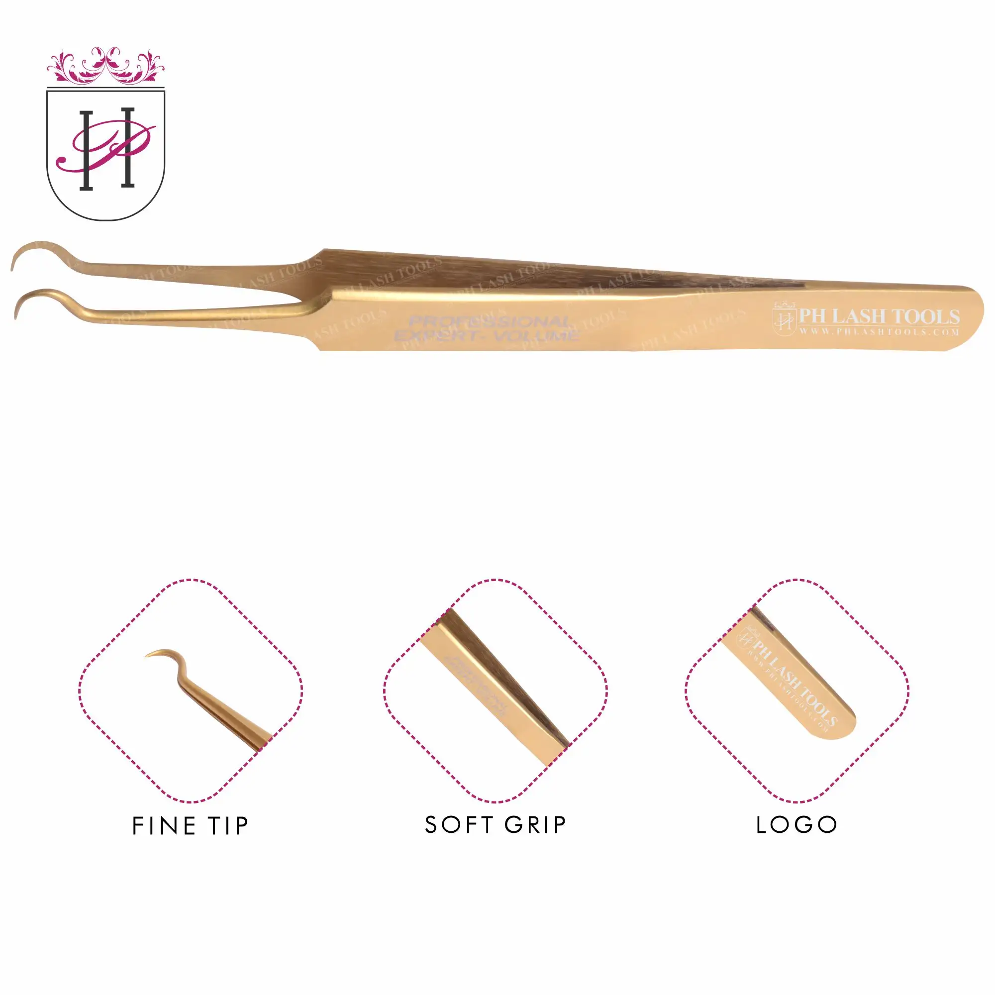 Mở Rộng Lông Mi Kim Mũi Nửa Vòng Tip Tweezers, Khối Lượng Mở Rộng Lông Mi Nhíp Nửa Vòng Tip Trong Màu Vàng