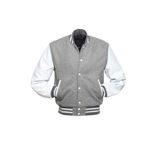 Logotipo personalizado decorado piel de oveja más tamaño Stand Collar Letterman chaqueta con mangas completas Casual invierno cuero poliéster venta - Product Image 5