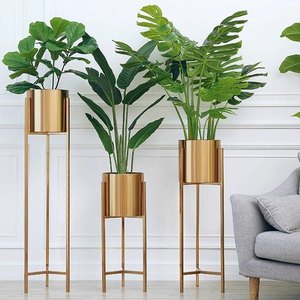 Customized Design Eco-Friendly Durable Gold Plated Planters with <b>Stand</b> for Indoor and Outdoor Plants - Product Image 3