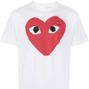 logo print white t shirt for men red heart New Design Heart Tee shirt for Men and Women