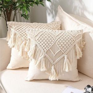Most Popular Square Cotton Macrame <b>Pillow</b> <b>Case</b> Vintage Knitted Pattern for Home Sofa Decor - Product Image 5