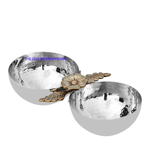 Tazón Decorativo de Metal Pulido con Diseño de Hoja y Flor, Accesorios para Mesa de Comedor, Cocina, para Servir Ensaladas y Alimentos - Product Image 3