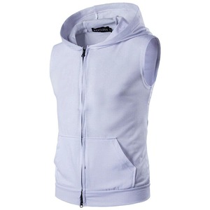 Hauts à capuche musclés sans manches pour hommes, sweat-shirt à capuche décontracté basique vente en gros OEM conception personnalisée coton polaire - Product Image 1