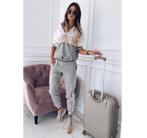 Sudadera con capucha y pantalones para mujer, ropa para Parte Superior Femenina, elástica, media cremallera, varios colores - Product Image 6