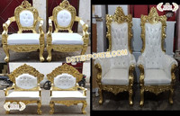 Chaise de Mariage Luxe et Élégante pour Mariés, avec Ailes Sculptées Dorées en Bois Traité, Siège Portable pour Réception de Mariage, Australie