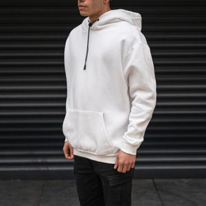 Sudadera con Capucha Blanca, Estilo Canguro, Nueva, Talla Grande, 100% Algodón, Servicio OEM para Hombre, Tejido, Ecológica, Regular S141 - Product Image 2