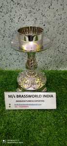 เชิงเทียนทองเหลืองชุบเงินขัดเงา ของตกแต่งโบสถ์ ของสะสม ของใช้ทางศาสนา Brassworld India - Product Image 6
