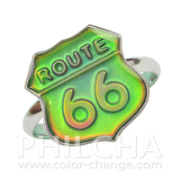 Anillo de estado de ánimo activado por temperatura con bisel de aleación de estaño estilo Route 66, nuevo modelo Philcha A1172, tamaño ajustable, unisex, para fiestas infantiles