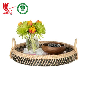 Plateau en rotin naturel Design rond fabriqué au VietNam, livraison gratuite, vente en gros - Product Image 2