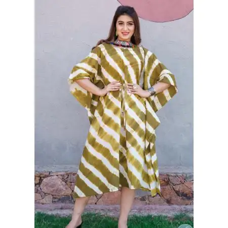 スタイリッシュなモロッコの手作り絞り染めセクシーな半袖テーラーステッチインド自由奔放に生きるカフタン女性のビーチドレス