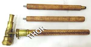 Mango de latón antiguo Estilo moderno Cabeza de telescopio victoriano Bastón de cuero para caminar Fordable Brújula de latón Diseño grabado - Product Image 6