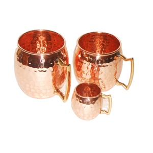 Juego de Tres Jarras de Cobre Pulido Espejo para Cerveza, Diseño Atractivo, con Parte Superior Redondeada, Jarras de Agua Martilladas de Alta Calidad para el Hogar y el Bar - Product Image 1