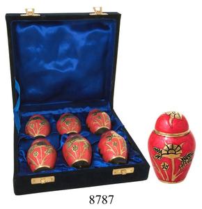 Small Funeral Memorial Urns for Ashes Grecian Pewter Brass <b>Keepsake</b> Cremation Urn With Velvet <b>Box</b> - Product Image 4