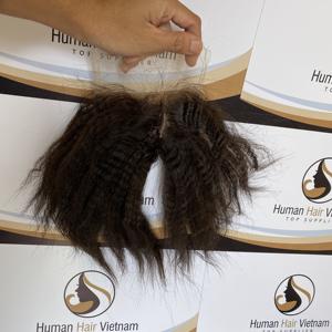 Perruque Lace Closure wig naturelle vierge — cheveux humains, cheveux crépus lisses, non traités, couleur naturelle, 4x4, Lace Closure transparente HD - Product Image 3