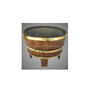 Handmade Wooden Frame Double-Wall Stainless Steel Wine Chiller <b>Ice</b> <b>Bucket</b> <b>Beverage</b> <b>Tubs</b> - Product Image 1
