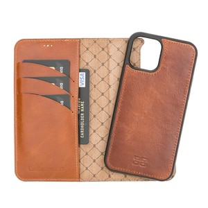 Da chính hãng trường hợp điện thoại cho <span class=keywords><strong>iPhone</strong></span> Samsung thiết bị từ lật Wallet bìa với chủ thẻ đứng RFID OEM có thể tháo rời - Product Image 4