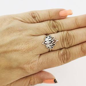 Bague unisexe à la mode de style lotus véritable bague en argent sterling 925 faite à la main - Product Image 5