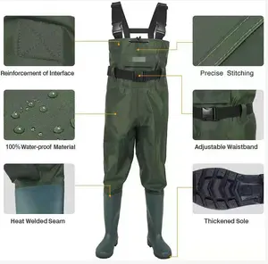 Nylon Outdoor PVC Wader With Boots Fishing Wear Waterproof Breathable Chest Wader Fishing Nylon Waders