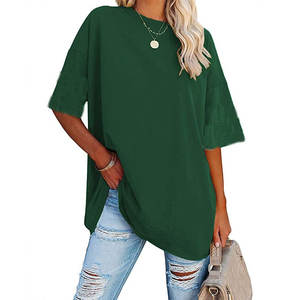 T-shirt à col rond et ample pour femmes, vêtement d'entraînement, de gymnastique, ample, surdimensionné, à ourlet, nouveau, bon marché, - Product Image 5