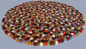 พรมขนสัตว์ทรงกลม90ซม. ทำมือหลากสีสำหรับสวดมนต์จากเนปาล - Product Image 3