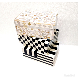 BONE INLAY JEWELRY BOX DECORATIVE WOODEN INLAY BOX - Product Image 4