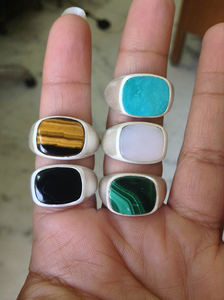 Bagues en pierre précieuse pour hommes, en argent Sterling 925, plaqué or, sur mesure, bon marché, quantité minimale de commande, multiples pierres précieuses, vente en gros - Product Image 5