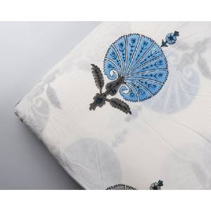 Tissu de courtepointe en coton 100% blanc et gris bordé par la cour impression de bloc de main en cours d'exécution tissu de couture fille tissu élégant - Product Image 2