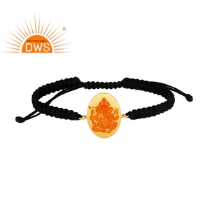 Luvin — Bracelet en macramé en émail Orange, bijoux indiens plaqué or 18k, argent Sterling, vente en gros - Product Image 1