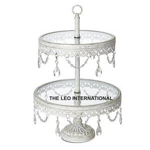 Soporte de Pastel de Aluminio de 2 Niveles con Tapa de Vidrio para Bodas, Fiestas, Cumpleaños, Decoración de Mesa de Postres, Eventos - Product Image 5