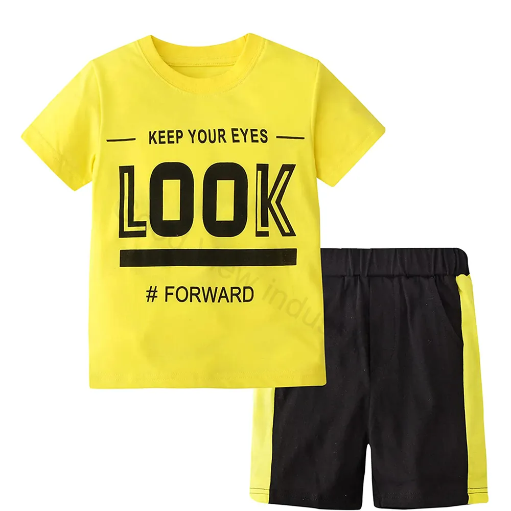 Benutzer definierte akzeptierte Größe Kinder kleidung 2 Stück Anzug Baumwolle Kinder Casual Sport T-Shirt Shorts Sommer Jungen Kleidung Sets