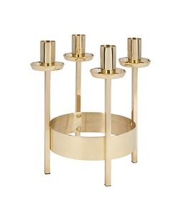 Candelabro redondo de latón de cuatro brazos, suministros de Iglesia, Brassworld, India - Product Image 1