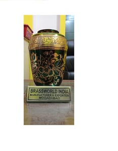 Suministros funerarios para adultos, urna funeraria Verde completa de latón, Brassworld, India - Product Image 1