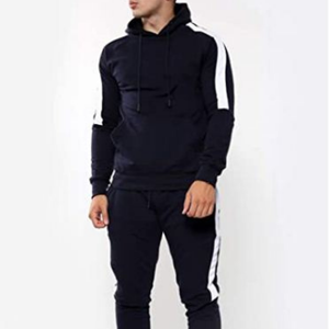 Chándal de algodón liso con cremallera para hombre, ropa de chándal a granel con rayas - Product Image 2