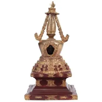 チベット仏教仏塔〜Chortenチベット仏塔 (象眼細工) 〜象眼細工の真鍮像