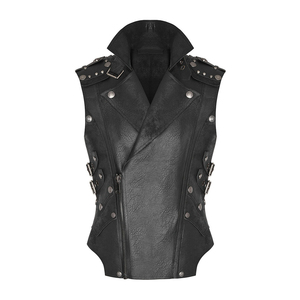 Chaleco de cuero con escote en V para hombre, chaleco informal para motocicleta, a la moda, nuevo - Product Image 1