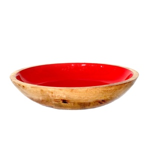 Bol de service en bois manga vert, de couleur naturelle - Product Image 1
