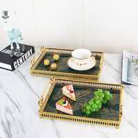Plateau carré de style américain, finition laquée, élégant, décoratif, écologique, durable, pour les fêtes et l'hôtellerie, or et noir, vente chaude