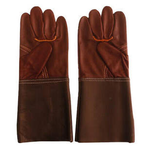Gants en cuir épais de 16 pouces de long Grand cuir de vachette Gants de soudage personnalisés résistants à la chaleur extrême et imperméables - Product Image 5