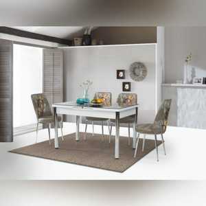 Meilleure vente Ibiza Ensemble de chaises de table à manger au design moderne Table extensible en verre trempé de haute qualité Chaises de salle à manger imprimées - Product Image 2