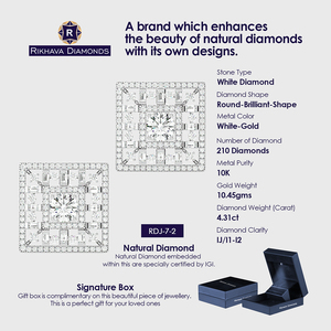 Pendientes elegantes de diamantes de oro blanco de 10 quilates Compra en línea para embalaje de regalo - Product Image 4