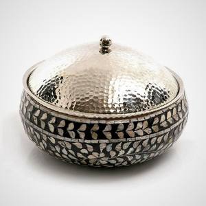 Tradnary Mother of Pearl Inlay Inlay Casserole Dish <b>Food</b> <b>Container</b> <b>for</b> Serving <b>Food</b> <b>Hot</b> Pot in Floral Design <b>for</b> Home Hotel - Product Image 3