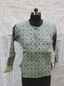 Chaquetas Cálidas de Invierno para Mujer con Cierre de Botones Cubiertos y Manga Larga, Abrigo Nehru, Chaquetas con Estampado Personalizado para Mujer - Product Image 4