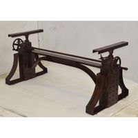 Table à Manivelle Industrielle Vintage Base Antique Marron Finition Rouille Tables de Salle à Manger Rivetées Genre
