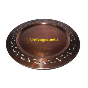 Plaque de chargeur en métal plaqué cuivre événement plateau de service décoratif fait à la main en gros abordable meilleur sous les assiettes - Product Image 6