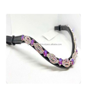 Banda de piel de vaca para cejas, banda de piel de vaca negra de diseño de cristales grandes de encaje púrpura a precio de fabricante, banda para cejas de calidad de exportación - Product Image 1