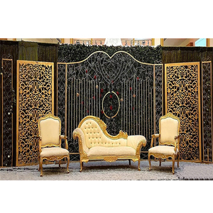 Panneau de porte en métal et en fer forgé doré pour mariage, livraison gratuite - Product Image 1