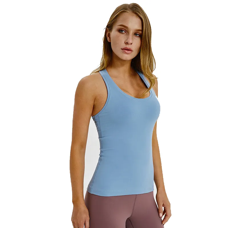 Mode Round Neck Shaping Yoga Weste Plain Farbe Sport Fitness Frauen Baumwolle Tank Top